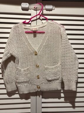 Cat & Jack Cream Waffle Knit Button Cardigan
